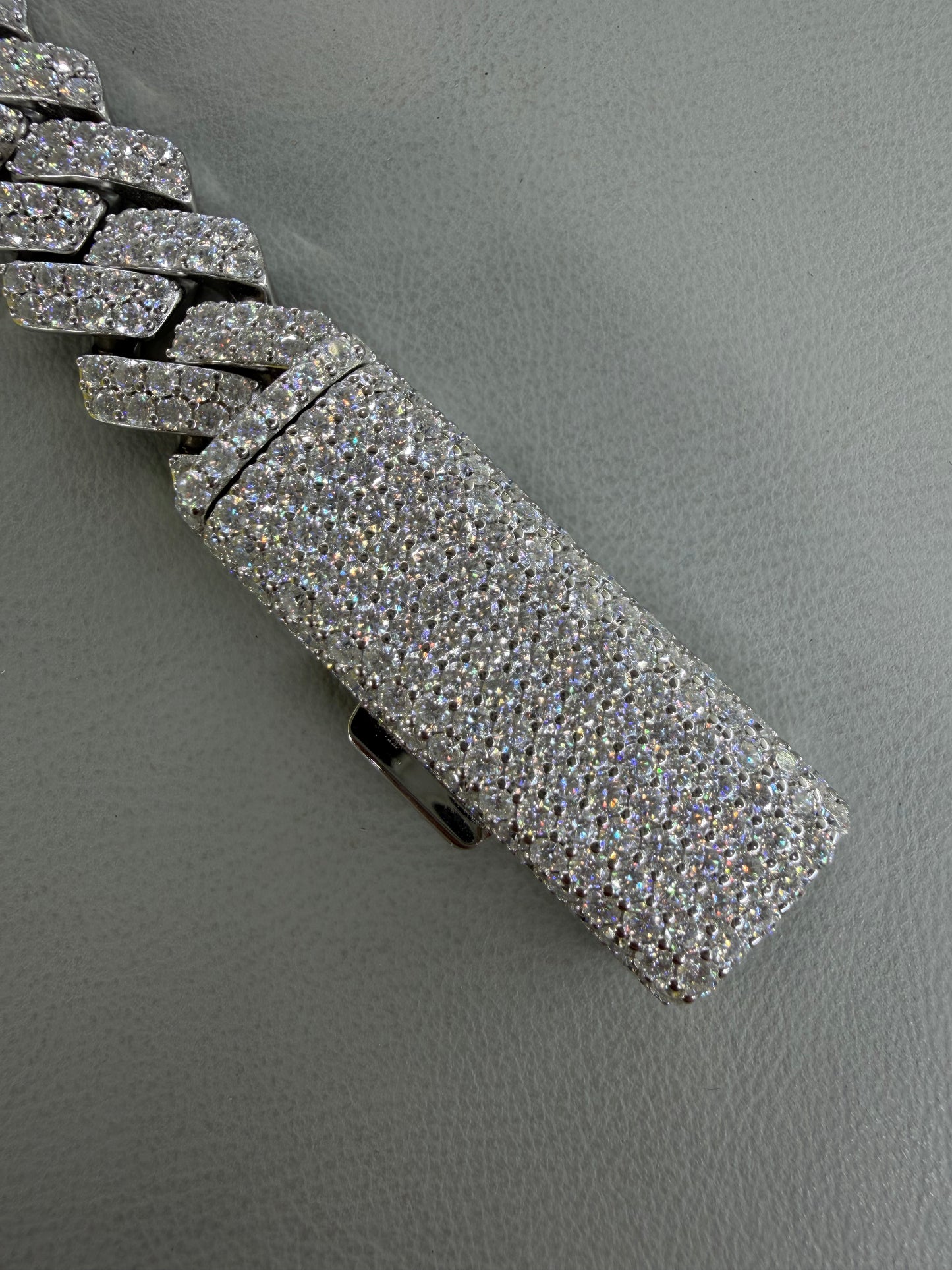 Iced out moissanite silver bracelet 16mm 8 inch MJCN655