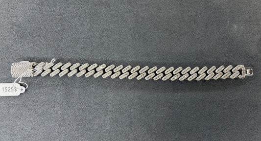12mm 8 inch silver bracelet with moissanite MJCN0088