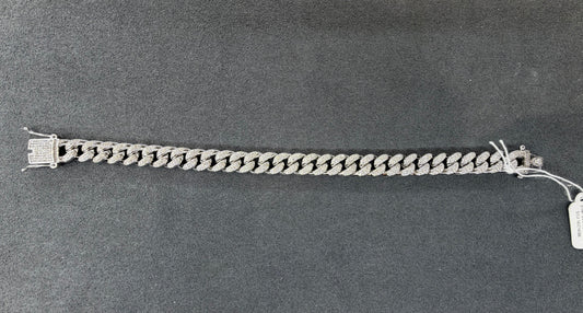 10mm 8 inch silver bracelet with moissanite MJCN088