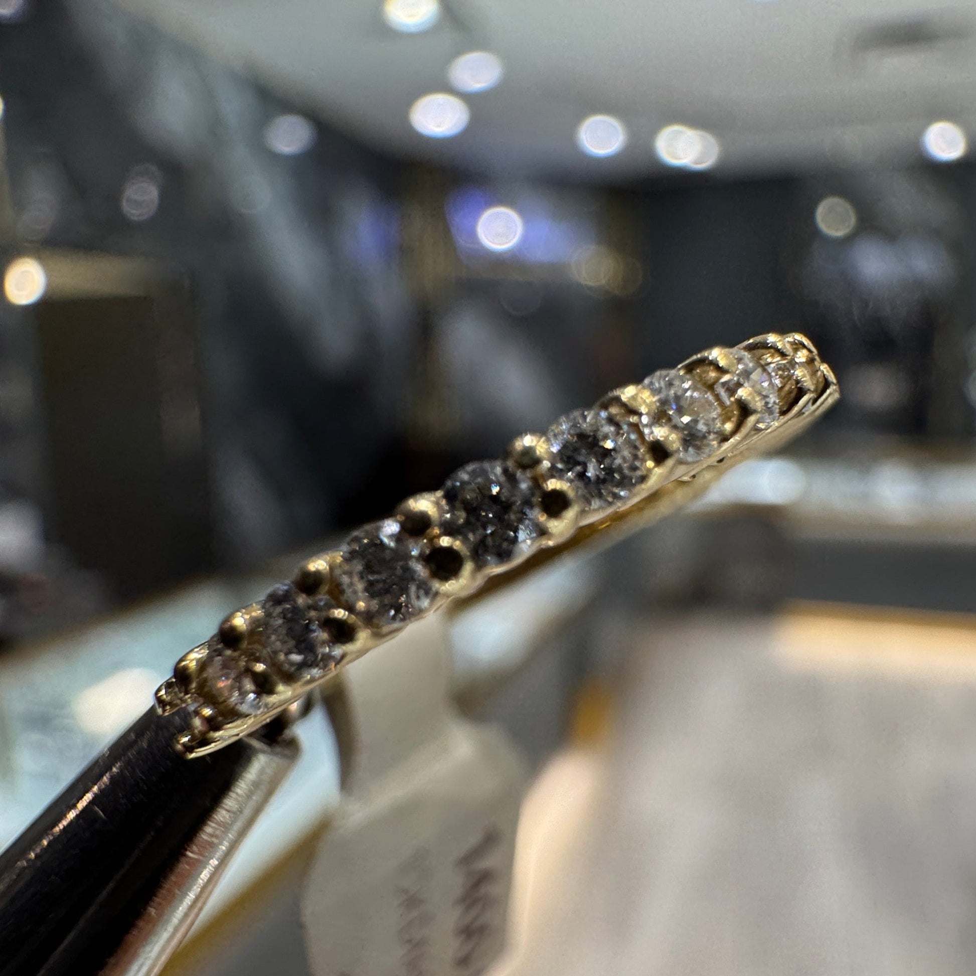 10K gold semi-eternity ring with 0.34CT diamonds, elegant design, free sizing