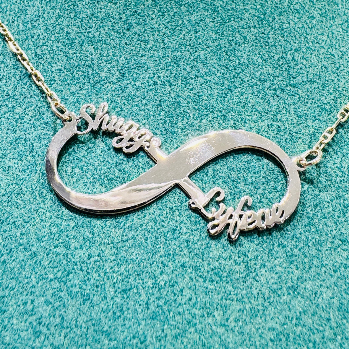 Personalized Infinity Double Name Pendant - Custom Gold, Platinum & Silver