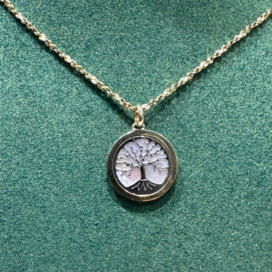 Colgante Árbol de la Vida - Oro amarillo de 10 quilates con nácar