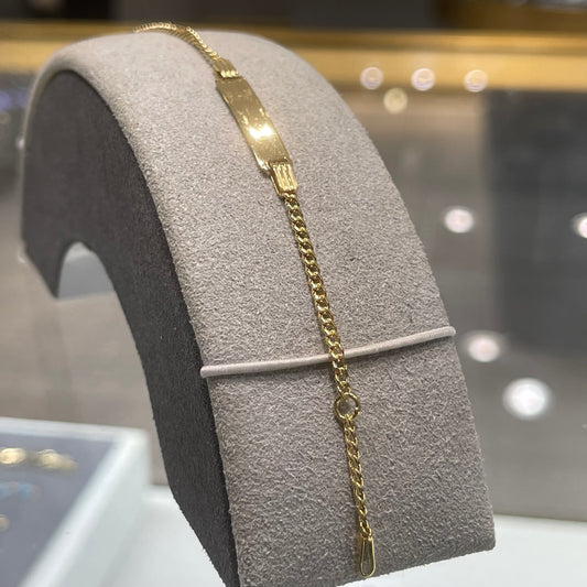 Pulsera de bebé de oro amarillo de 10 quilates - 1,48 g - Grabado y ajuste de talla gratuitos