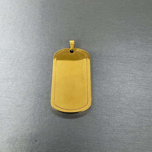 Large dog tag with border stainless steel gold plated blank