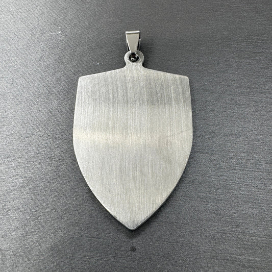 Large stainless steel shield pendant blank