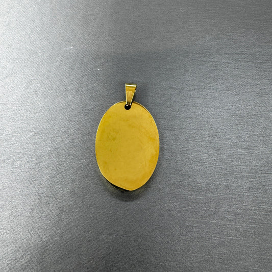 Oval stainless steel gold plated pendant blank