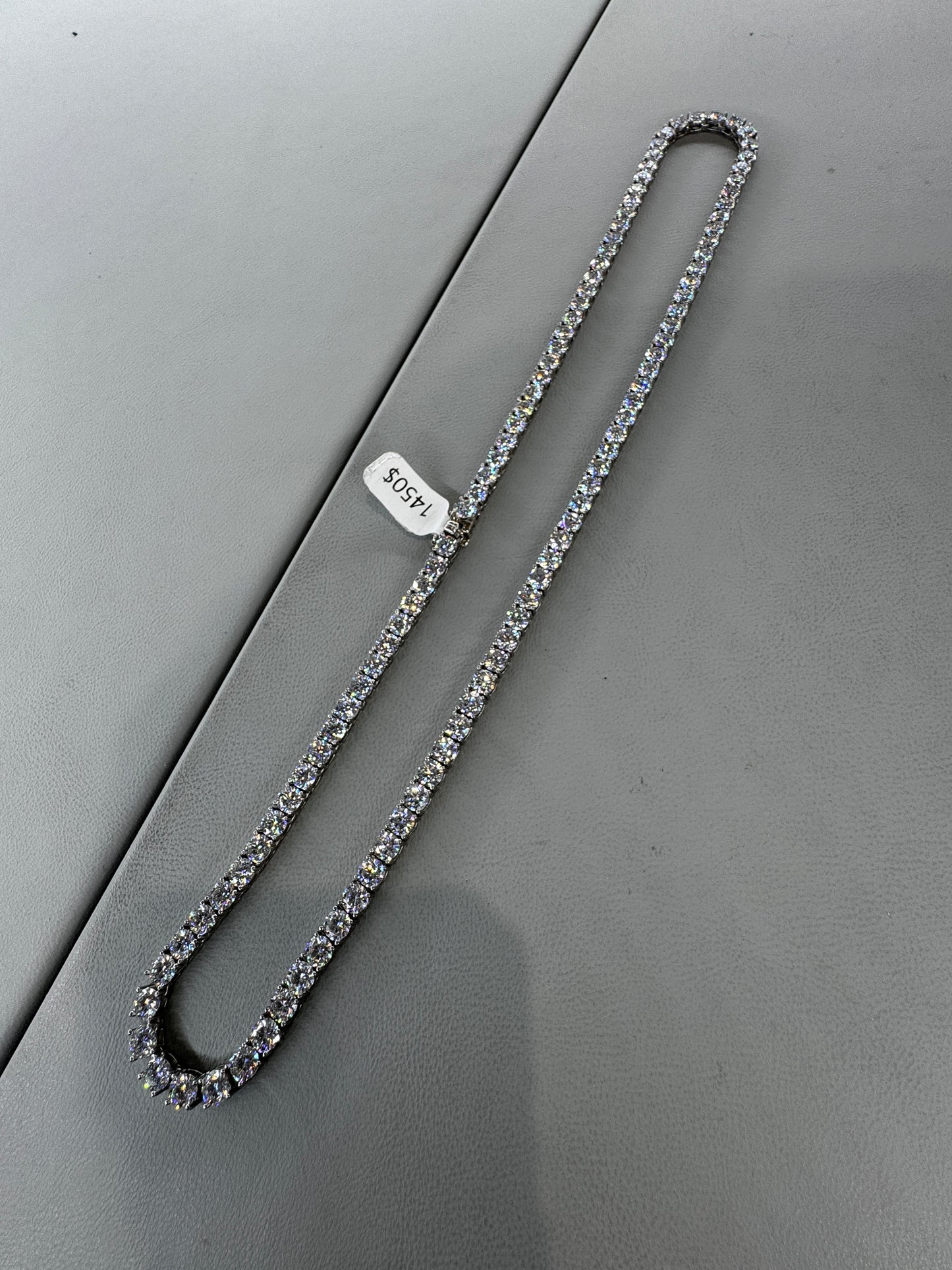 Moissanite Tennis Chain Necklace - 925 Sterling Silver (MJCN058)