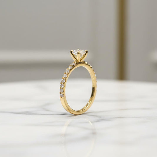 14K Gold Lab-Grown Diamond Engagement Ring 0.26CT Center + 0.30CT Band (LR1115-LAB)