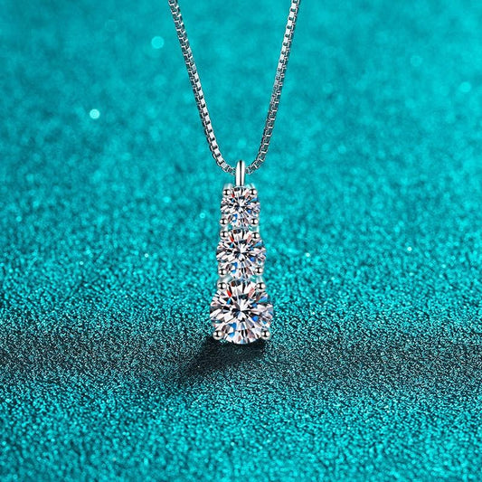 Moissanite Drop Pendant Necklace - 925 Sterling Silver (MJE1097)