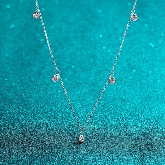 Moissanite Station Necklace - 925 Sterling Silver (MJE1104)