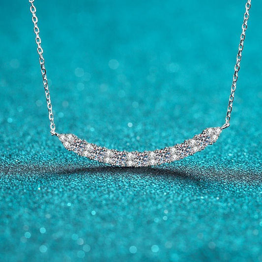Moissanite Curved Bar Necklace - 925 Sterling Silver (MJE1110)