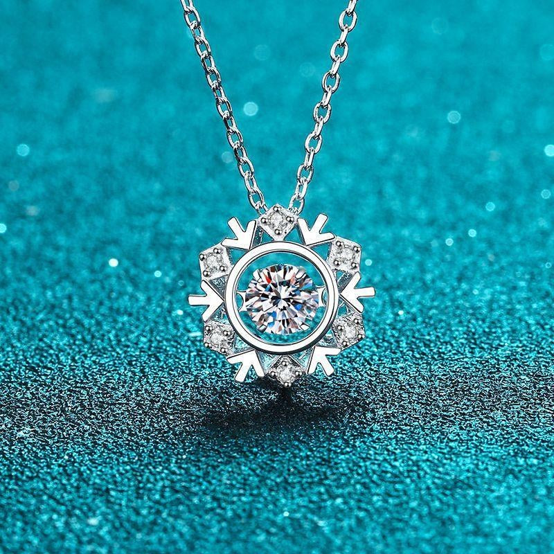 Moissanite Halo Pendant Necklace - 925 Sterling Silver (MJE1133)