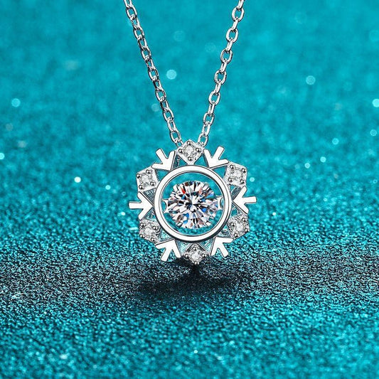 Moissanite Halo Pendant Necklace - 925 Sterling Silver (MJE1133)