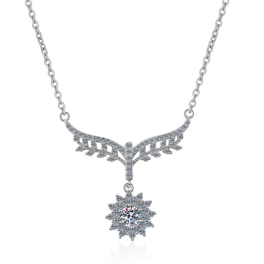 Moissanite Leaf Bar Necklace - 925 Sterling Silver (MJE1139)