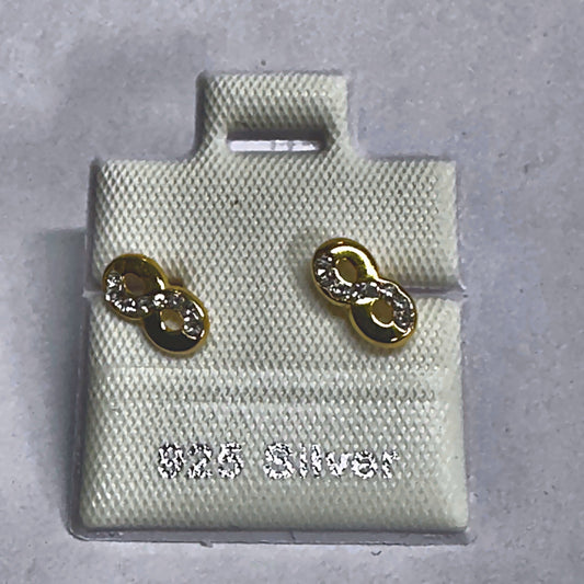 PL126 925 silver stud earrings, gold plated finish