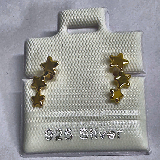 PL190 925 silver stud earrings, gold plated finish