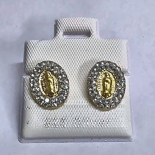 PL192 925 silver stud earrings, gold plated finish