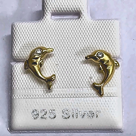 PL206-B 925 silver stud earrings, gold plated finish