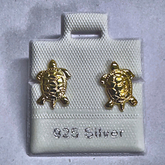 PL207 925 silver stud earrings, gold plated finish