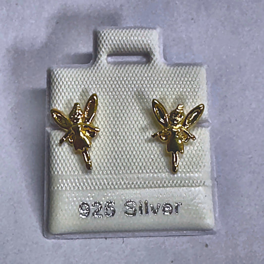 PL214 925 silver stud earrings, gold plated finish