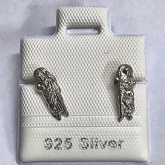 PL255 925 silver stud earrings, rhodium finish
