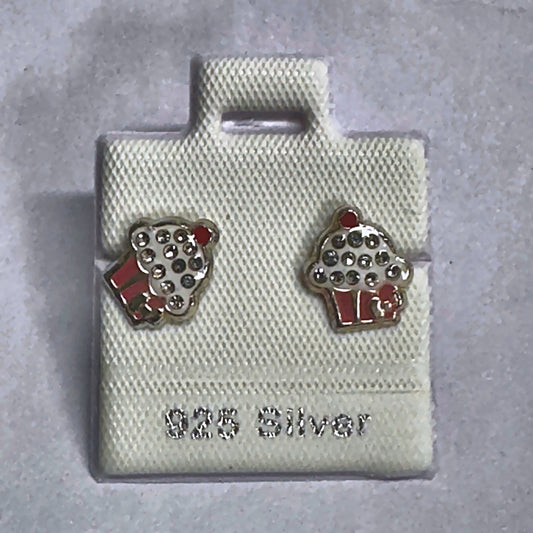 PL266 925 silver stud earrings, rhodium finish