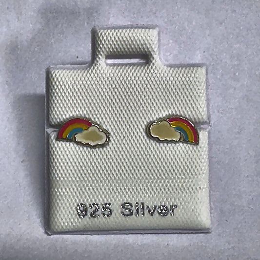 PL268 925 silver stud earrings, rhodium finish