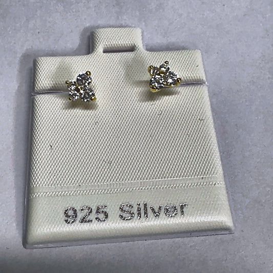 PL3017 925 silver stud earrings, gold plated finish