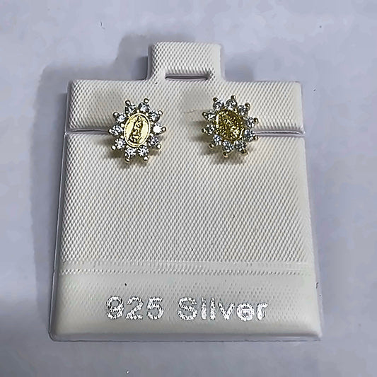 PL3022 925 silver stud earrings, gold plated finish