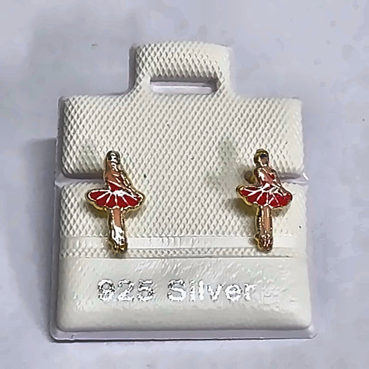 PL333-D 925 silver stud earrings, gold plated finish