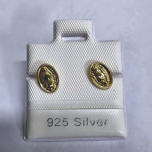 PL347 925 silver stud earrings, gold plated finish