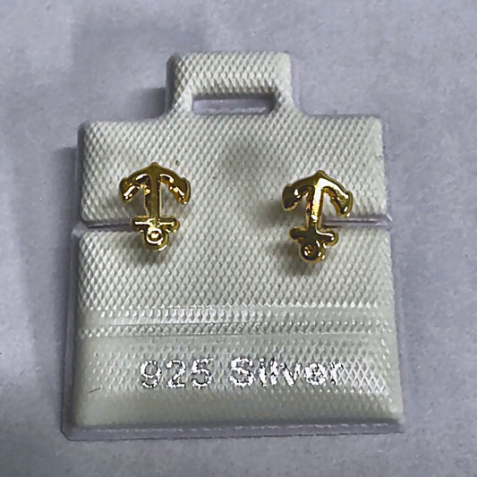 PL376 925 silver stud earrings, gold plated finish
