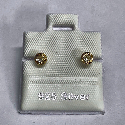 PL396-A 925 silver stud earrings, gold plated finish