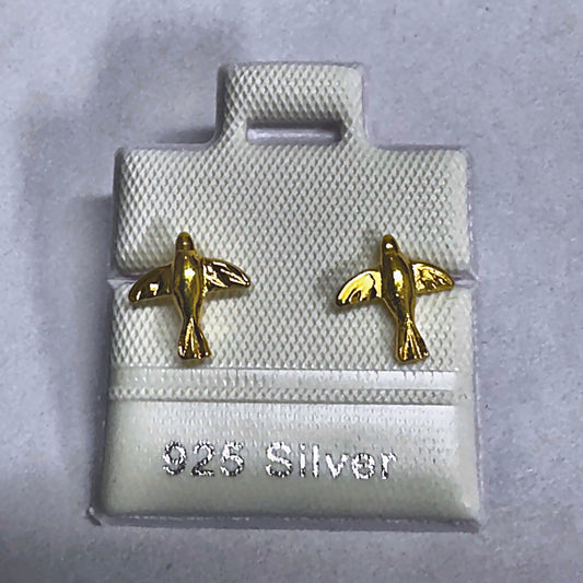 PL452-A 925 silver stud earrings, gold plated finish