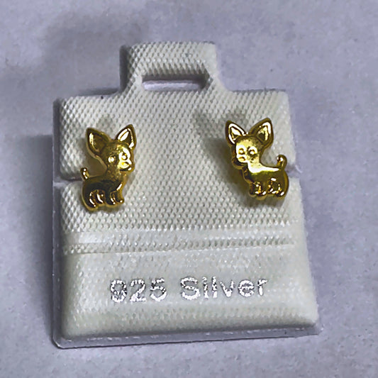 PL484 925 silver stud earrings, gold plated finish