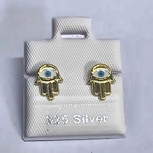 PL659 925 silver stud earrings, gold plated finish