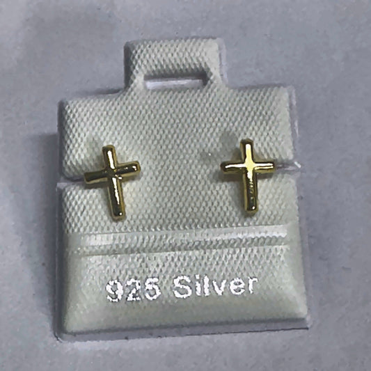 PL671 925 silver stud earrings, gold plated finish