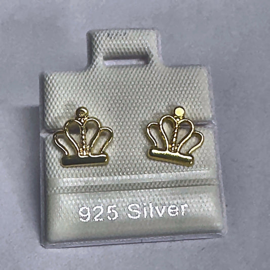 PL685 925 silver stud earrings, gold plated finish