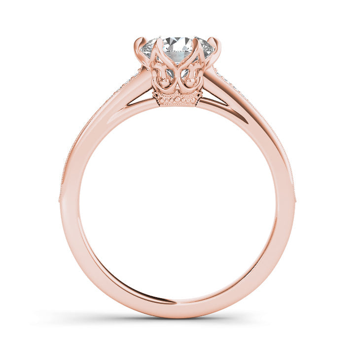 Round 1.17ct ring / Model RC_RD_135 10k Gold / Lab Diamond / Rose Diamond ring