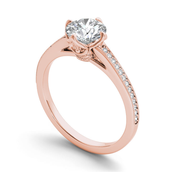 Round 1.17 Ring / Model RC_RD_136 10k Gold / Lab Diamond / Rose Diamond ring