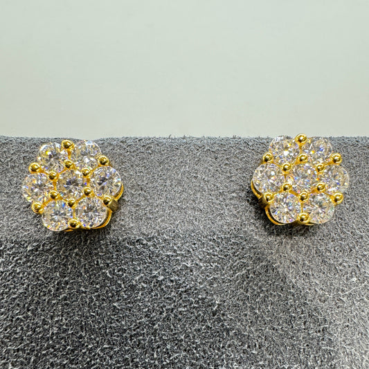Sterling silver earrings with gold overlay and moissanite, brilliant sparkle, luxurious elegant design
