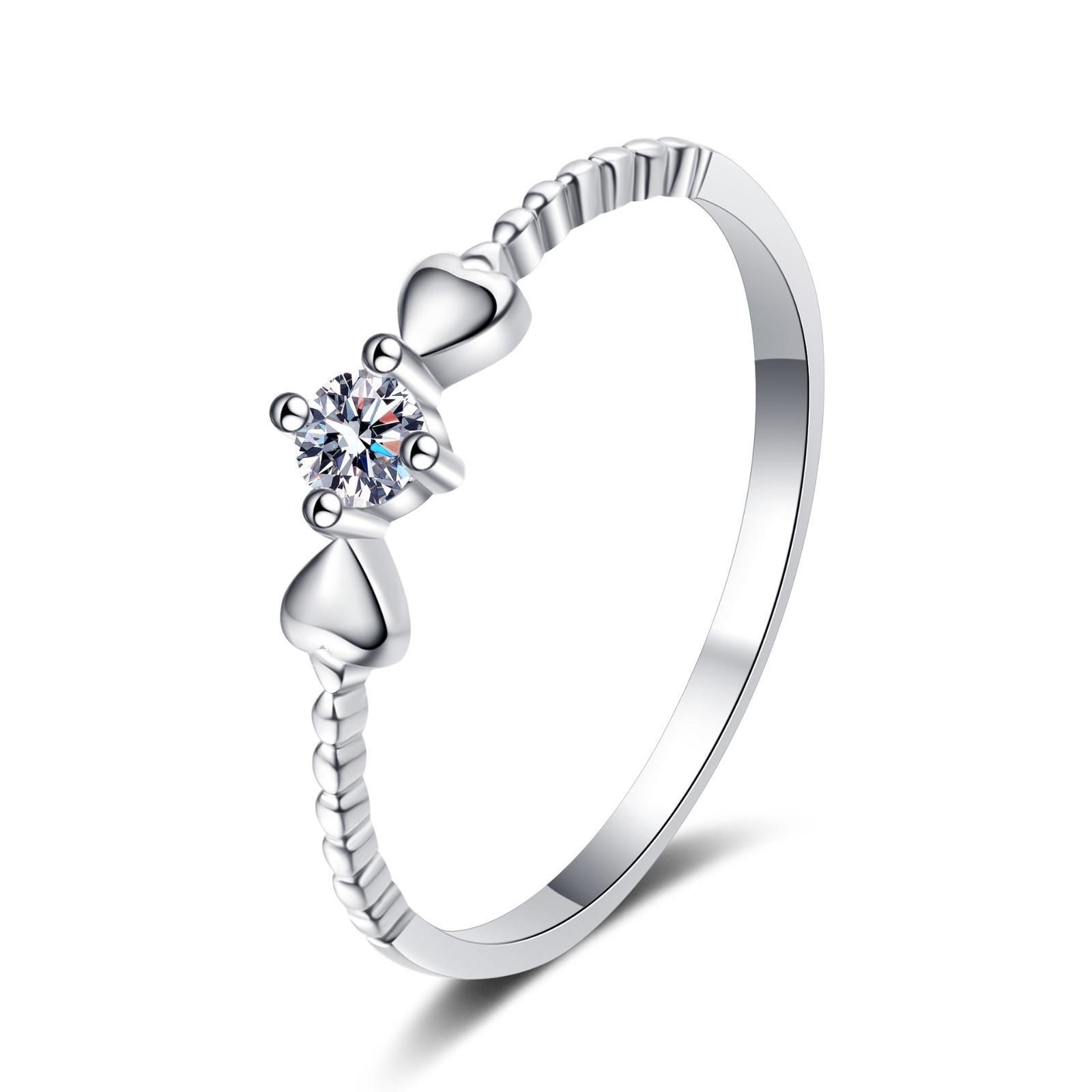 Solitaire Heart Ring 925 sterling silver + 10ct Moissanite / AZ345-J Ring