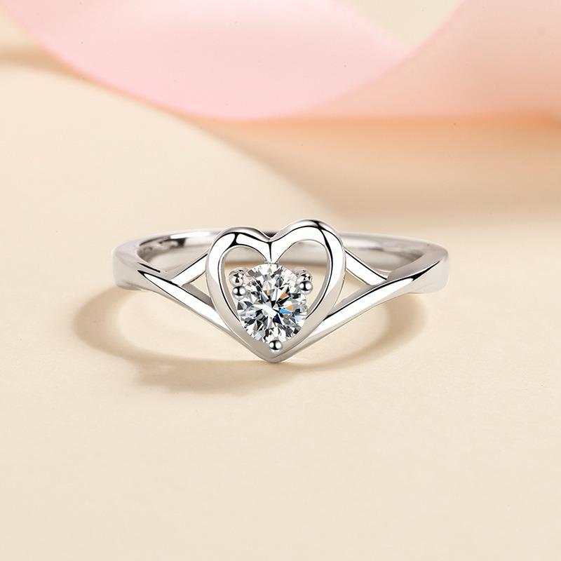 Heart Ring 925 sterling silver + .30ct moissanite / AZ392-J Ring