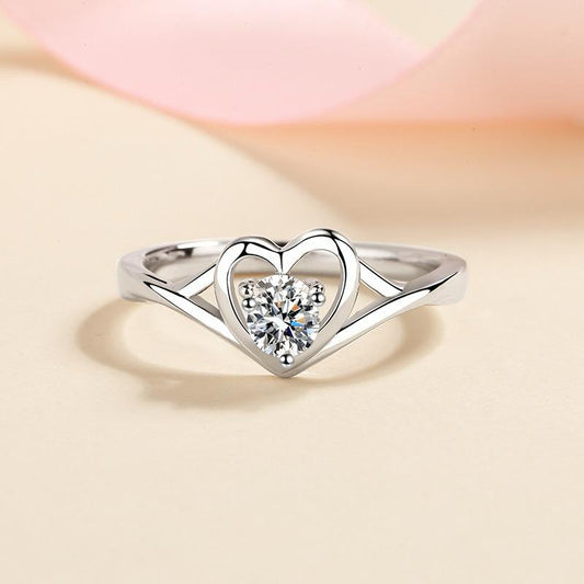 Heart Ring 925 sterling silver + .30ct moissanite / AZ392-J Ring