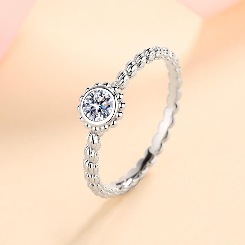 Round Solitaire Ring 925 sterling silver + 30ct moissanite / AZ348-J Ring