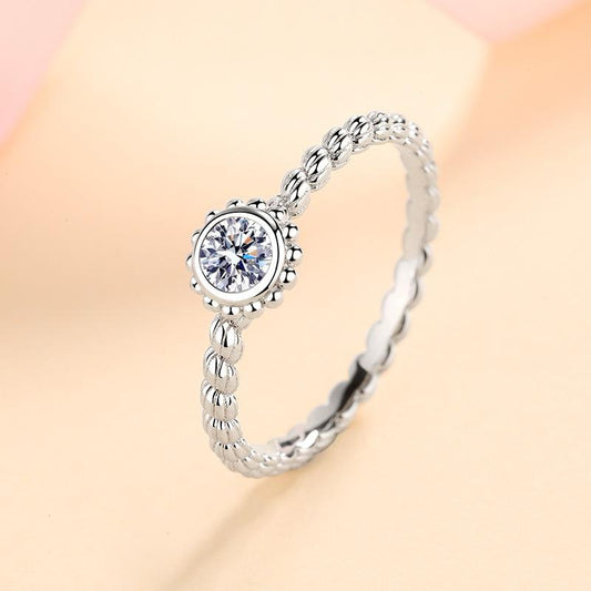 Round Solitaire Ring 925 sterling silver + 30ct moissanite / AZ348-J Ring