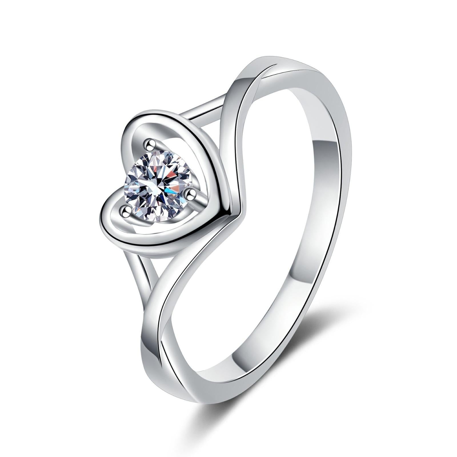 Heart Ring 925 sterling silver + .30ct moissanite / AZ392-J Ring