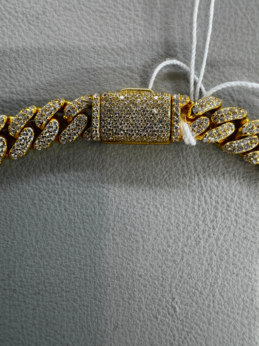 6mm 8inch gold plated silver bracelet with moissanite MJCN090