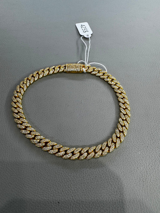 6mm 8inch gold plated silver bracelet with moissanite MJCN090