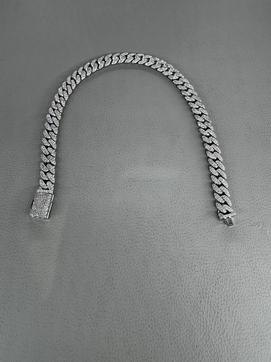 8 mm 8 inch silver bracelet with moissanite MJCN655